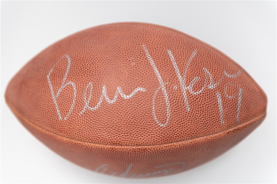 Dan Marino and Bernie Kosar Dual Autographed Official Wilson NFL Football (JSA Auction Letter)