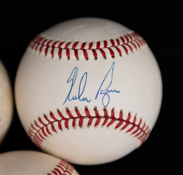 Lot of (5) Autographed Baseballs w. Nolan Ryan, Mike Schmidt, Whitey Ford, Bob Feller, More (JSA Auction Letter)