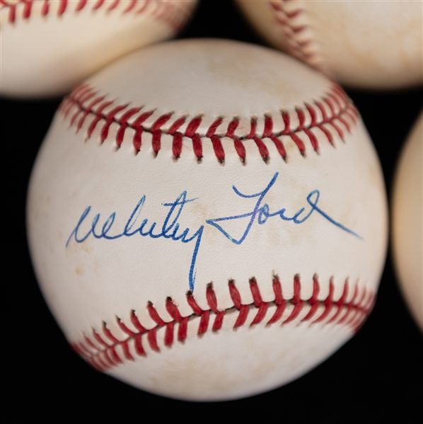 Lot of (5) Autographed Baseballs w. Nolan Ryan, Mike Schmidt, Whitey Ford, Bob Feller, More (JSA Auction Letter)