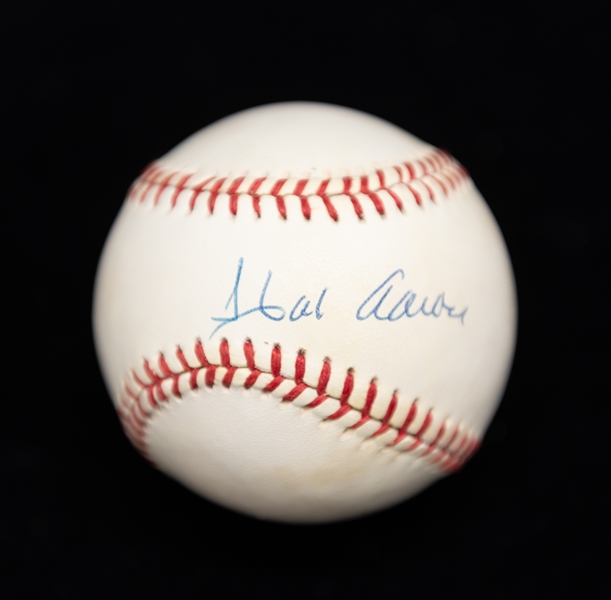 Hank Aaron Autographed Baseball (JSA Auction Letter)