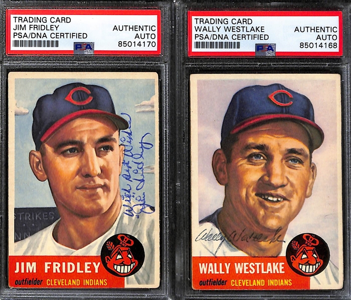 (8) 1953 Topps Signed Cards w. Ray Boone, (2) Jim Fridley, Wally Westlake, Bill Glynn, Bob Kennedy, Dale Mitchell, and Jim Hegan. (PSA/DNA Certified)