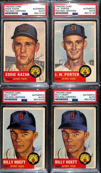 (12) 1953 Topps Signed Cards w. Walt Dropo, (2) Ted Gray (2) Eddie Kazak, J.W Porter, (2) Billy Hoeft, Dave Madison, Fred Hatfield, Dave Madison, and Ned Garver (PSA/DNA Certified)