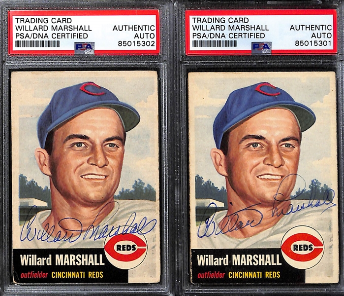 (9) 1953 Topps Signed Cards w. Andy Seminick, Jim Greengrass, (2) Willard Marshall, Bubba Church, Bob Borkowski, (2) Frank Smith, and Bob Adams (PSA/DNA Certified)