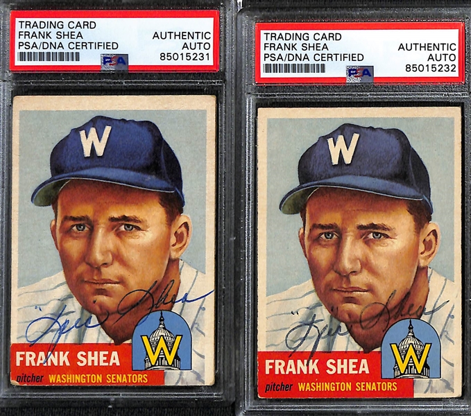 (8) 1953 Topps Signed Cards w. (2) Frank Shea, Lou Sleater, Pete Runnels, (2) Gil Coan, Wayne Terwilliger, and Chuck Stobbs. (PSA/DNA Certified)