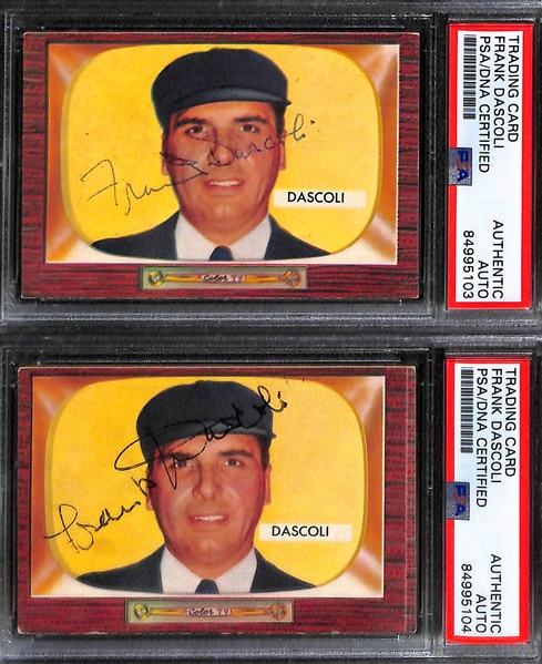 (7) 1955 Bowman Umpire Signed Cards w. Hank Soar, Frank Secory, Larry Napp, (2) Frank Dascoli, Bill Jackowski, and Lee Ballanfant. (PSA/DNA Certified)