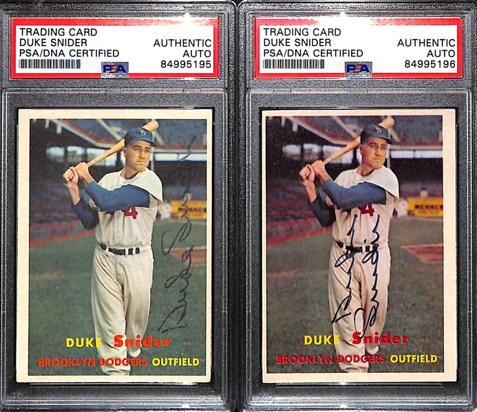 (2) 1957 Topps Signed Duke Snider Cards (PSA/DNA Certified)