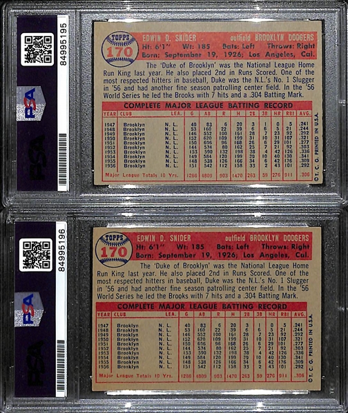 (2) 1957 Topps Signed Duke Snider Cards (PSA/DNA Certified)