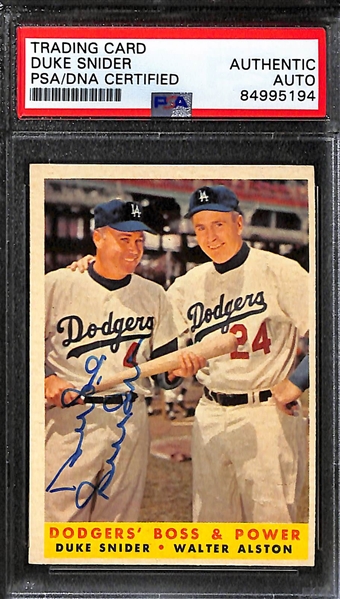 (3) 1958 Topps Signed Cards w. Red Schoendienst, Duke Snider, and Warren Spahn (PSA/DNA Certified)