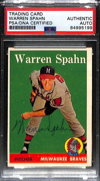 (3) 1958 Topps Signed Cards w. Red Schoendienst, Duke Snider, and Warren Spahn (PSA/DNA Certified)