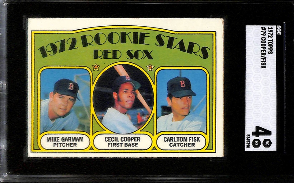 (4) Card Topps Rookie Lot - 1962 Lou Brock (SGC 2), 1958 Orlando Cepeda (SGC 4.5), 1965 Catfish Hunter (SGC 2.5), 1972 Carlton Fisk (SGC 4)