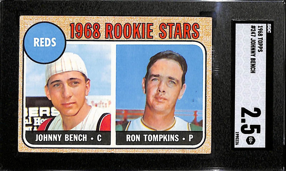 (2) 1968 Johnny Bench Rookie Cards - SGC 2.5 and SGC Authentic