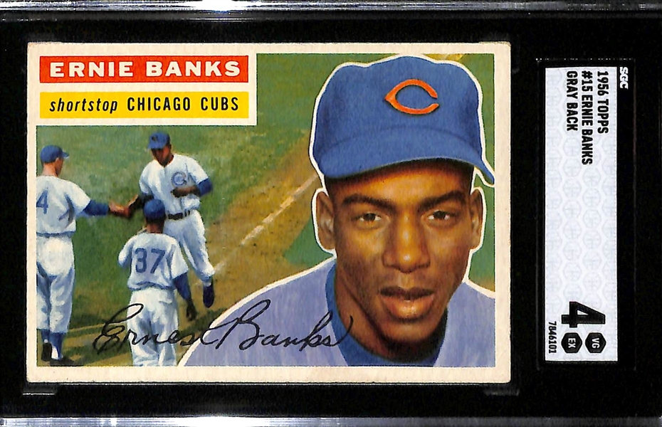 Lot of (2) Graded Ernie Banks Cards - 1955 Topps #28 (SGC 2.5) & 1956 #15 (SGC 4)