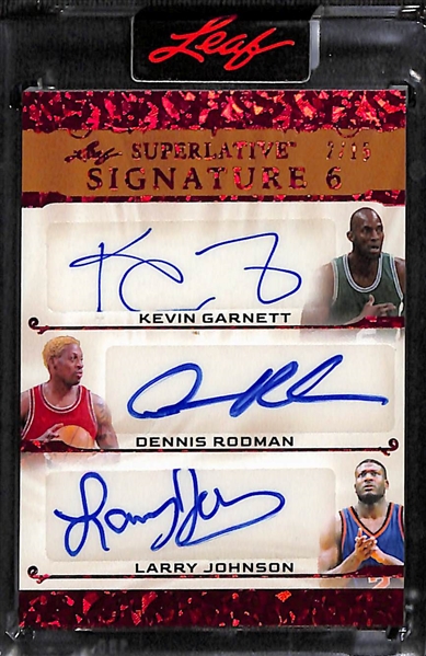 2023 Leaf Superlative Kevin Garnett/Dennis Rodman/Larry Johnson/Horace Grant/Rick Mahorn/Shawn Kemp Signatures 6 Autograph (#/15)