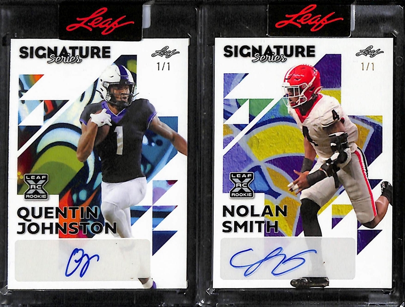 Lot of (6) 2023 Leaf Signature Series 1/1 Rookie Autographs inc. Quentin Johnston, Nolan Smith, Charlie Jones,+