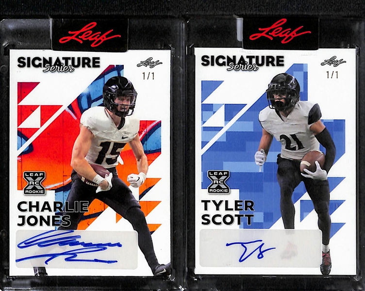 Lot of (6) 2023 Leaf Signature Series 1/1 Rookie Autographs inc. Quentin Johnston, Nolan Smith, Charlie Jones,+