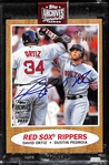 2023 Archives Signature Series Buyback (2011 Topps Heritage Red Sox Rippers) David Ortiz/Dustin Pedroia Dual Autograph (#/15)