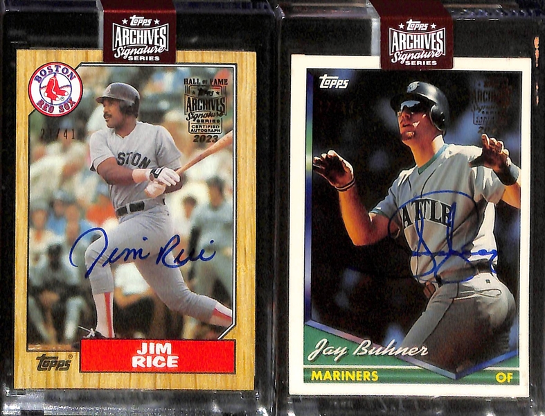 Lot of (8) 2023 Archives Signature Series Buyback Autographs inc. (2009 Topps Heritage) Jim Thome (#/22), (2021 Allen and Ginter) Jose Canseco (#/24), (2009 Topps) Scott Rolen (#/40),+