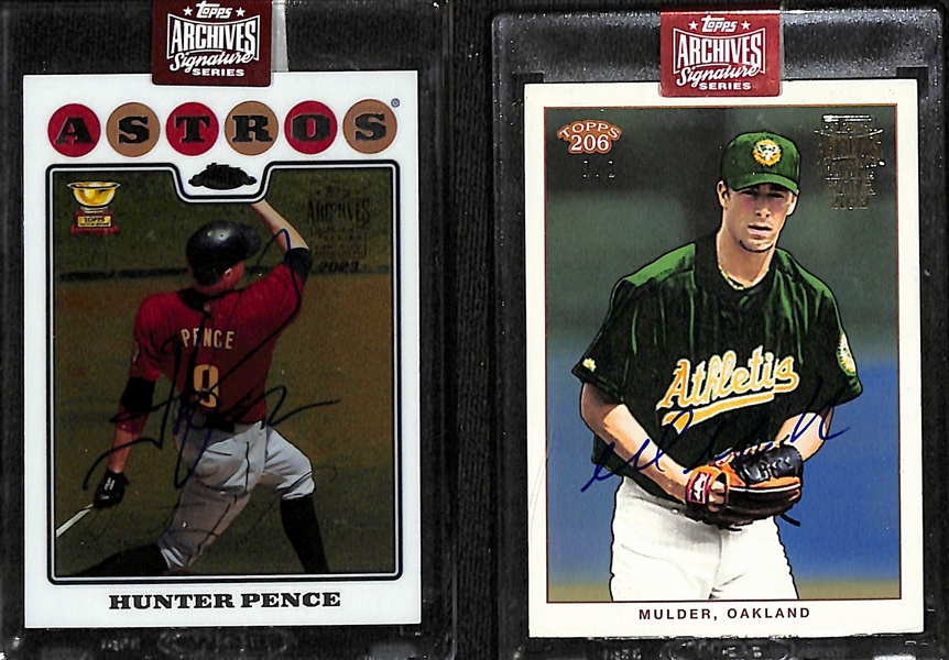 Lot of (4) 2023 Topps Archives Signature Series Buyback Autograph 1/1s inc. (2008 Topps Chrome) Hunter Pence, (2002 Topps 206) Mark Mulder, (2006 Bazooka) Miguel Tejada, (2003 Topps) Jim Edmonds