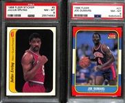 Lot of (2) PSA Graded 1986-97 Fleer Basketball Cards- Julius Erving Sticker (PSA 8), Joe Dumars Rookie (PSA 8)