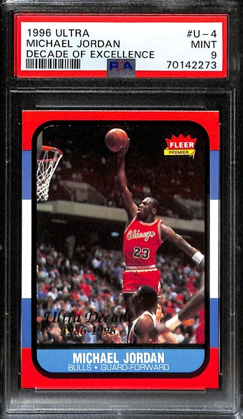 Lot of (2) PSA Graded 9 Chicago Bulls Legends- 1988-89 Fleer Scottie Pippen Rookie, 1996-97 Fleer Ultra Michael Jordan Decade of Excellence