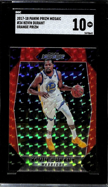 Lot of (2) Current NBA Superstar Parallel Cards-2021-22 Spectra Trae Young Universal Die Cut (#/8) and 2017-18 Mosaic Kevin Durant Orange (SGC 10)