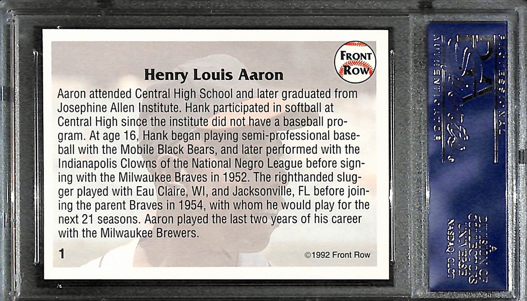 Hank Aaron Signed Card - 1992 Front Row All Time Great - PSA/DNA Auth