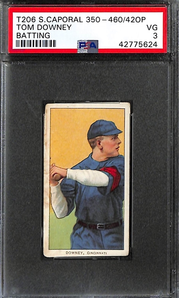 (3) 1909-11 T206 Cards - Tom Downey (Batting - PSA 3), Art Fromme (PSA 2.5), Harry Gasper (PSA 2.5)