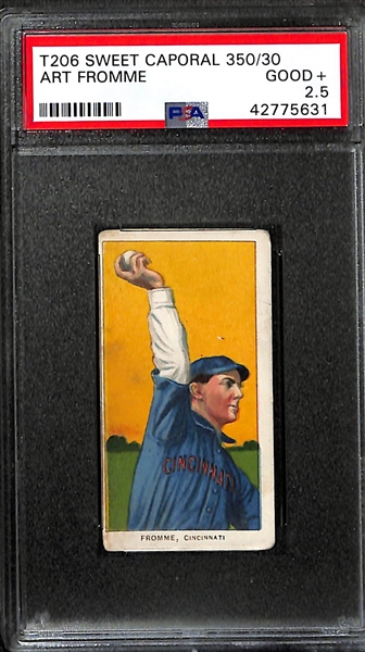 (3) 1909-11 T206 Cards - Tom Downey (Batting - PSA 3), Art Fromme (PSA 2.5), Harry Gasper (PSA 2.5)