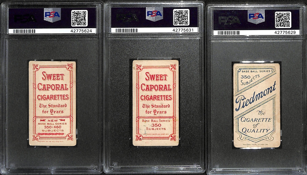 (3) 1909-11 T206 Cards - Tom Downey (Batting - PSA 3), Art Fromme (PSA 2.5), Harry Gasper (PSA 2.5)