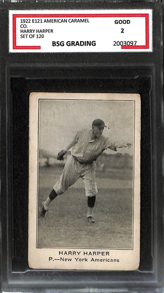 1922 E121 American Caramel (Series of 120) Earl Greasy Neale (PSA 4) & Harry Harper (BSG 2).  Neale was a World Series Champ (1919) & in the College Football HOF