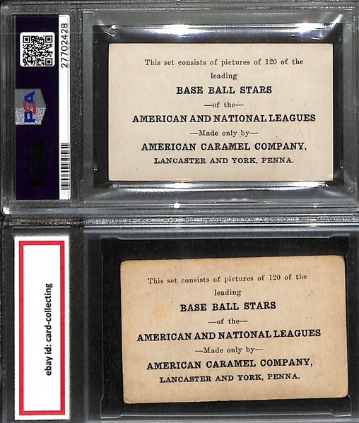 1922 E121 American Caramel (Series of 120) Earl Greasy Neale (PSA 4) & Harry Harper (BSG 2).  Neale was a World Series Champ (1919) & in the College Football HOF