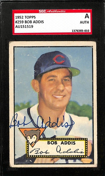 (3) Signed Cards - 1952 Topps Del Crandall, 1952 Topps Bob Addis, 1954 Bowman Joe Adcock (All SGC Authenticated/Slabbed)