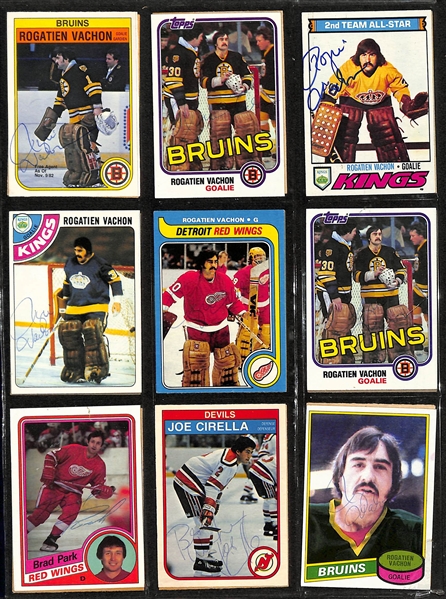 Lot of Over (390) Signed Ice Hockey Cards w. (5) Dennis Potvin, (1) Bobby Clarke, (5) Bill Barber, (7) Marcel Dionne, (8) Guy Lafleur, Bill Smith, + (JSA Auction Letter)