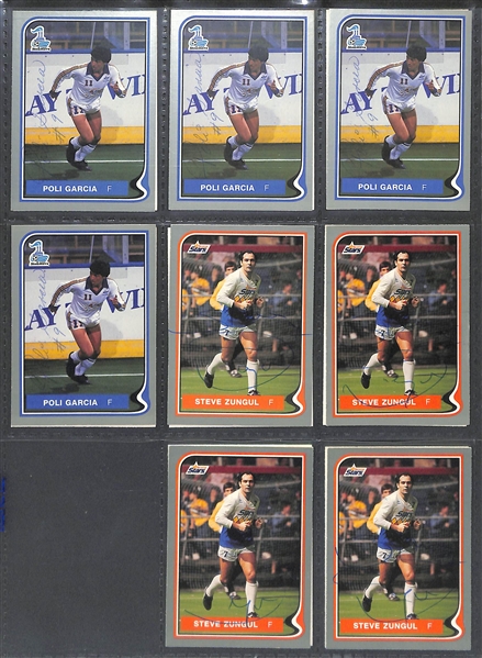 Lot of Over (300) Signed Indoor Soccer Cards w. (4) Steve Zungul, (3) Hugo Perez, (3) Jan Goossens, (3) Mike Stankovic, (4) Branko Segota, + (Zungul Autographs Were Reviewed by JSA and Are Authentic)