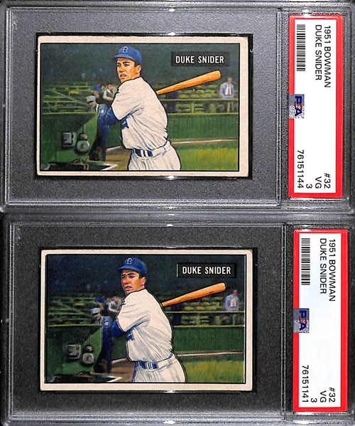 (5) PSA Graded 1951 Bowman Duke Snider Cards - (2) PSA 3 and (3) PSA 2