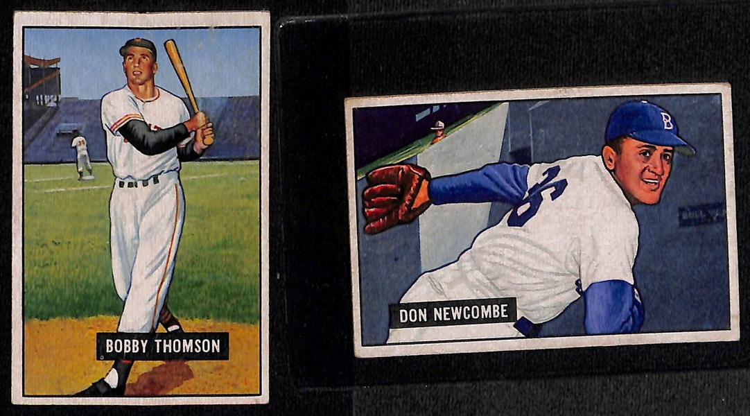 Lot of (34) 1951 Bowman Baseball Cards w/ Hodges, Reese, Thomson, Newcombe, Roberts, +