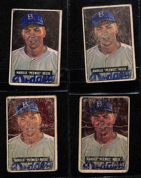 (18) 1951 Bowman Cards w. (4) Pee Wee Reese & (14) Don Newcombe (Range from PR to VG Condition)