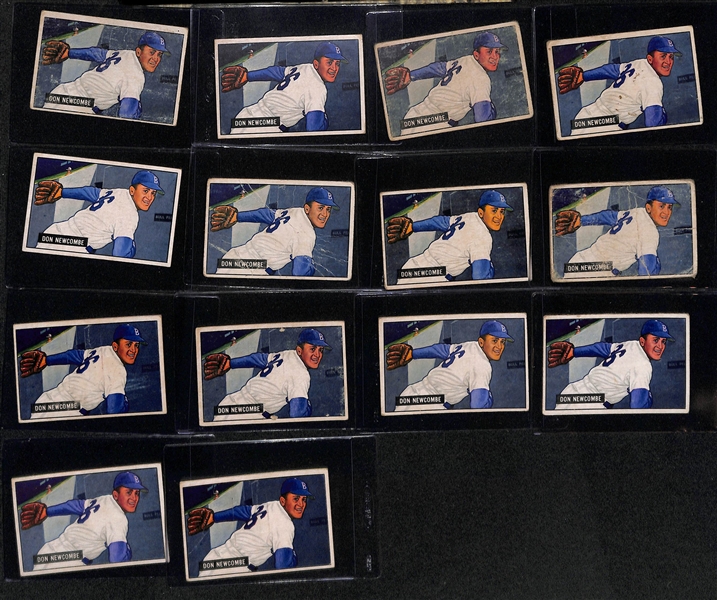 (18) 1951 Bowman Cards w. (4) Pee Wee Reese & (14) Don Newcombe (Range from PR to VG Condition)