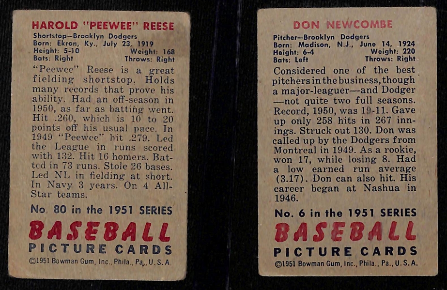 (18) 1951 Bowman Cards w. (4) Pee Wee Reese & (14) Don Newcombe (Range from PR to VG Condition)