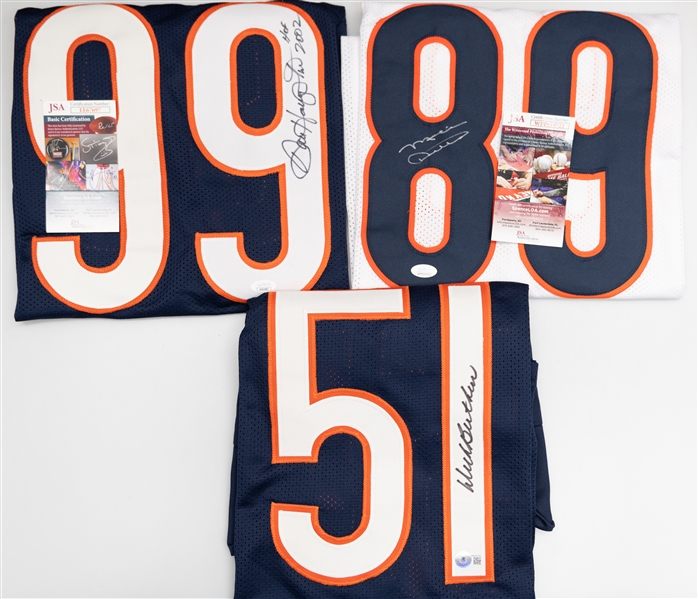 Lot of (3) Chicago Bears Signed Jerseys - Dick Butkus (BAS), Mike Ditka (JSA), Dan Hampton (JSA)