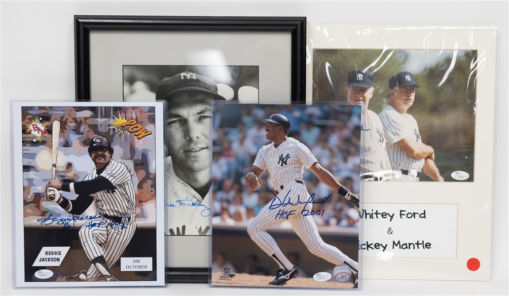 Yankee Autographs Lot w. Bill Dickey, Whitey Ford, Reggie Jackson, and Dave Winfield (All with JSA COAs)