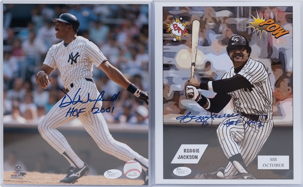 Yankee Autographs Lot w. Bill Dickey, Whitey Ford, Reggie Jackson, and Dave Winfield (All with JSA COAs)