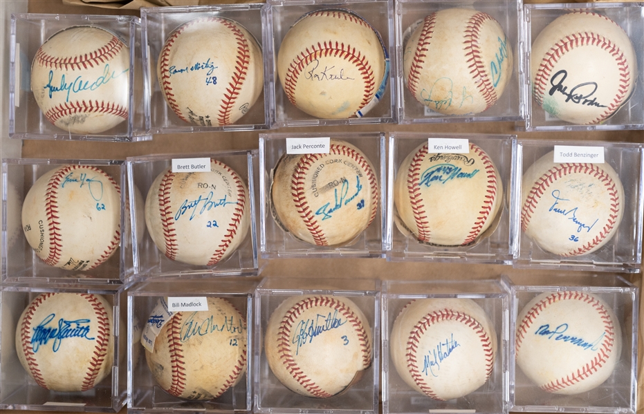 (15) Signed Baseballs w. Sparky Anderson, Ramon Martinez, Ron Kline, Trammel/Lemon, Podres, Erik Young, Brett Butler, Jack Perconte, Ken Howell, Benzinger, Reggie Smith, Bill Madlock, Jeff...