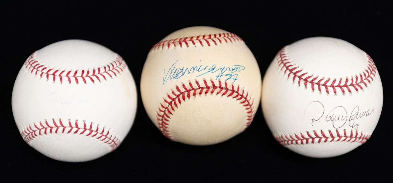 Lot of (3) HOF Player Single Signed Baseballs - Randy Johnson/Guerrerio/Alomar (JSA Auction Letter)