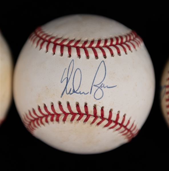 Lot of (3) HOF Player Signed Baseballs - Nolan Ryan, Paul Molitor, George Brett (JSA Auction Letter)