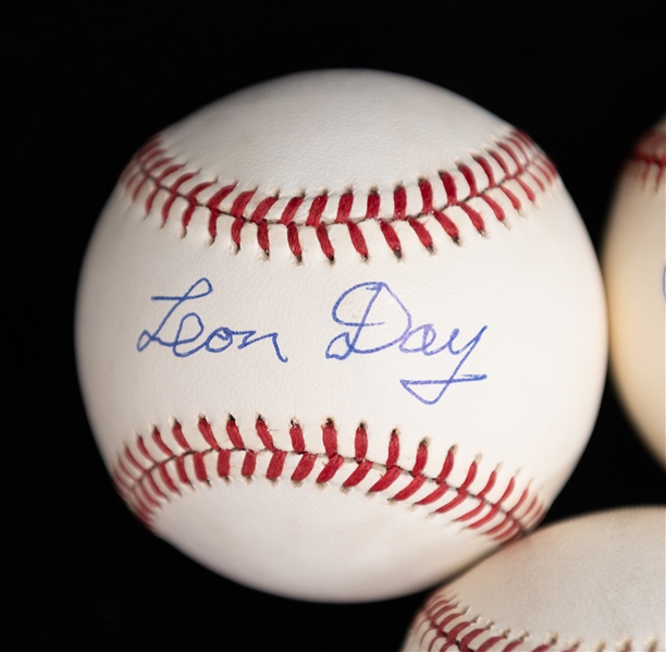 Lot of (5) Negro League Legends & Hall of Famer Signed Baseballs - Leonard/Day/O'Neil/Grant/Gray (JSA Auction Letter)