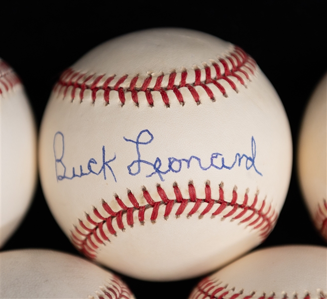 Lot of (5) Negro League Legends & Hall of Famer Signed Baseballs - Leonard/Day/O'Neil/Grant/Gray (JSA Auction Letter)