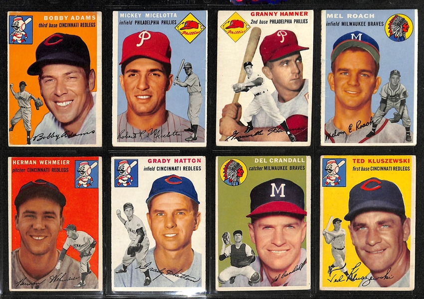 Lot of (103) Assorted 1954 Topps Baseball Cards w. Ted Kluszewski