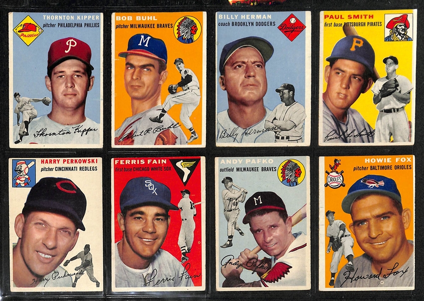 Lot of (103) Assorted 1954 Topps Baseball Cards w. Ted Kluszewski