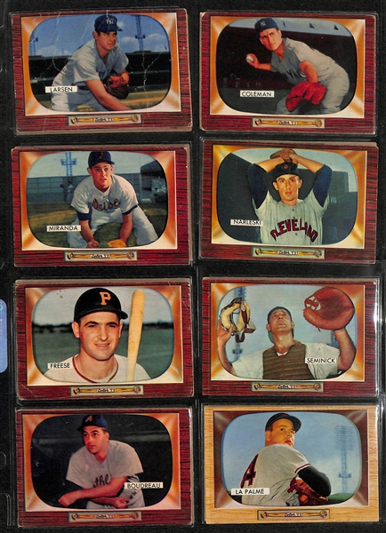 Lot of (128) 1955 Bowman Baseball Cards w. Lou Boudreau